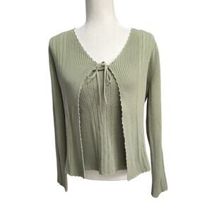 Langents Green Two Piece Cardigan Sweater Woman's Size Large